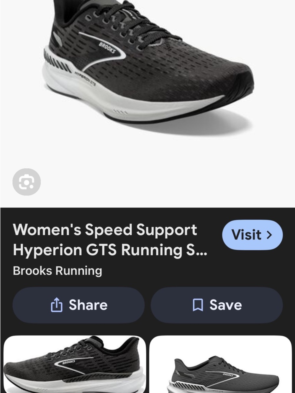 Brooks Women's Hyperion GTS Running Shoe - Black & White